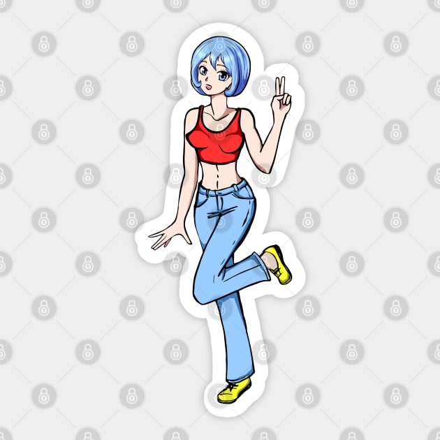 crypto - NFT - manga girl – Kryptine - [Kryptine 12] [1143000] Sticker by LiveForever